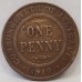 AUSTRALIA 1919 . ONE 1 PENNY . VARIETY . DOUBLE DOT 